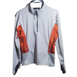 MOUNTAIN HARDWEAR Jersey Jacket 1/4 Zip Pullover Orange & Grey Womens M Running